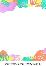 A stylish vertical background material with hand-drawn abstract shapes randomly scattered above and below the frame