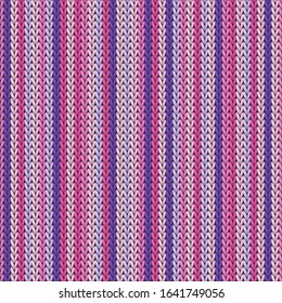 Stylish vertical stripes knitting texture geometric seamless pattern. Scarf knit tricot  fabric print. Fashionable seamless knitted pattern. Handicraft backdrop.