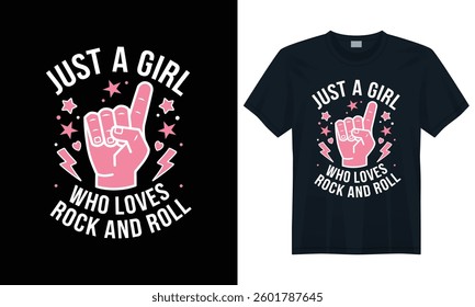 A stylish and vibrant t-shirt for girls who love rock and roll! With a striking design
