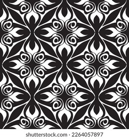 Stylish vintage atmosphere with our ornamental leaf damask wallpaper. This retro pattern features intricate swirls, scrolls, and borders in monochrome shades