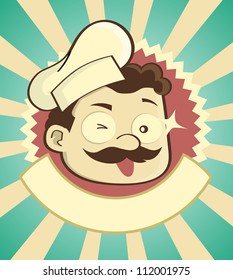 Stylish vintage badge of a chef with empty band under. Check my portfolio for other profession.
