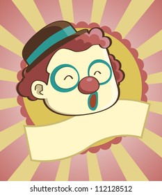 Stylish vintage badge of a clown with empty band under. Check my portfolio for other profession image