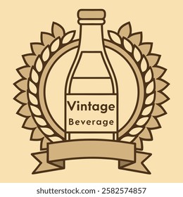 Stylish vintage beverage badge logo design vector illustration for branding, packaging, marketing, and creative projects, perfect for retro-style graphic applications.