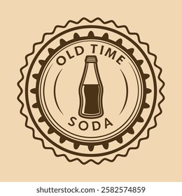 Stylish vintage beverage badge logo design vector illustration for branding, packaging, marketing, and creative projects, perfect for retro-style graphic applications.