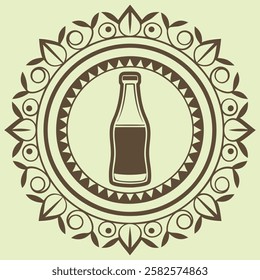 Stylish vintage beverage badge logo design vector illustration for branding, packaging, marketing, and creative projects, perfect for retro-style graphic applications.