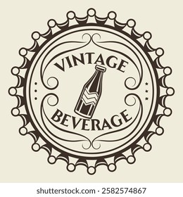 Stylish vintage beverage badge logo design vector illustration for branding, packaging, marketing, and creative projects, perfect for retro-style graphic applications.