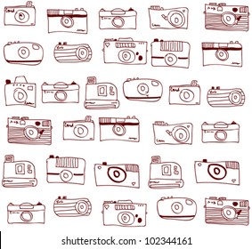 Stylish Vintage Cameras Pattern Vector