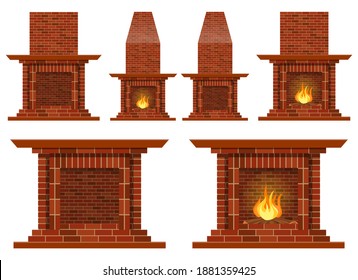Elegante ilustración vectorial de la chimenea vintage aislada en fondo blanco