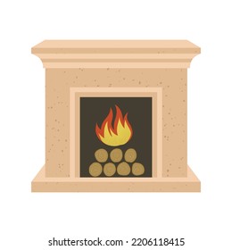 Elegante ilustración vectorial plana vintage del diseño de la chimenea sobre un fondo blanco.