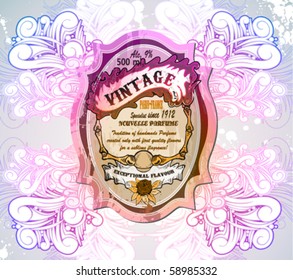 Stylish Vintage Floral Label with old fashioned background