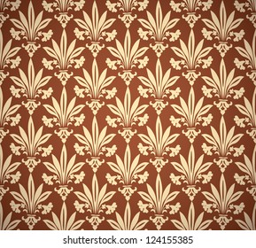 Stylish vintage floral seamless pattern, vector background.
