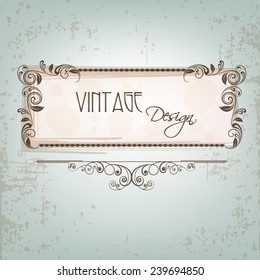 Stylish vintage frame with floral design and space for your massage on grungy sky blue background.