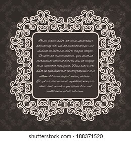 Stylish vintage frame on the background pattern