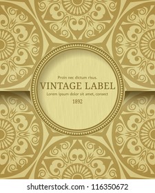 Stylish vintage frame on seamless retro pattern