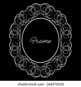 Stylish vintage frame with place for text. Black. Monogram. Creative frame. Vector illustration