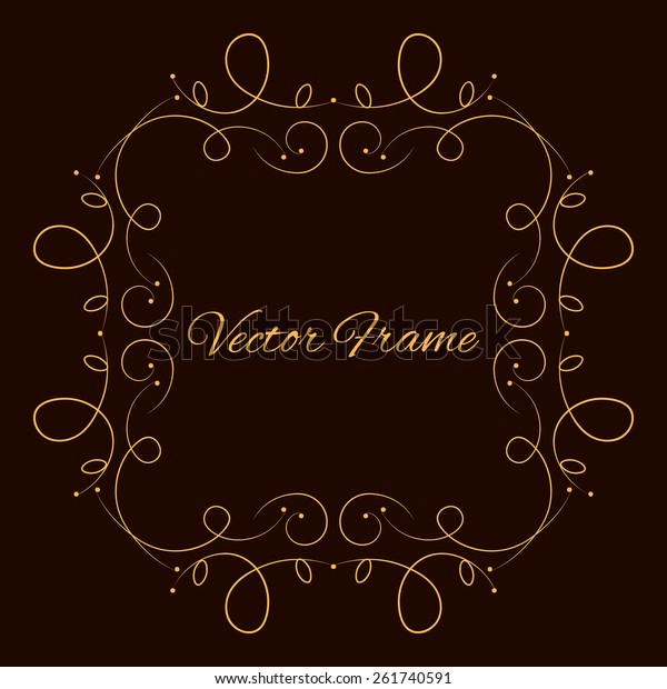 Stylish vintage frame with place for\
text. Golden. Black. Creative frame. Vector\
illustration