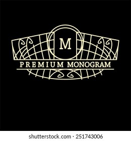 Stylish  vintage graceful monogram,  emblem template , Elegant line art logo design in Art Nouveau style