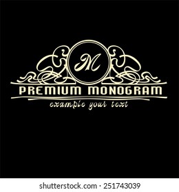 Stylish  vintage graceful monogram,  emblem template , Elegant line art logo design in Art Nouveau style