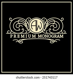 Stylish  vintage graceful monogram,  emblem template , Elegant line art logo design in Art Nouveau style
