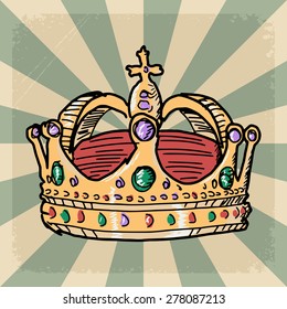 stylish, vintage, grunge background with crown