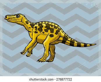 stylish, vintage, grunge background with dinosaur