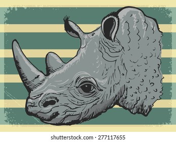stylish, vintage, grunge background with rhino