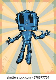 stylish, vintage, grunge background with robot