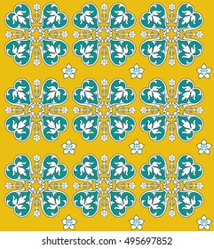 Stylish vintage seamless pattern on a yellow background