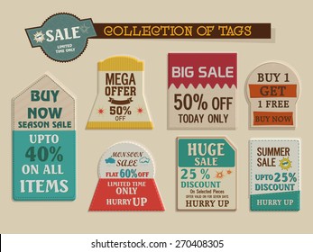 Stylish vintage tags collection of Big Summer Sale with mega discount offer for limited time. 