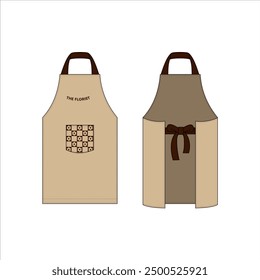 A stylish and vintage-inspired apron design featuring a front and back view. The front showcases a floral-patterned pocket with the text 'THE FLORIST' embroidered above. 