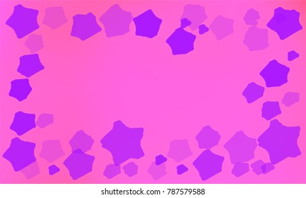 Stylish Violet and Pink Stars of Different Color Tone and Size on Pink Background
