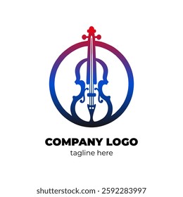 Stylish violin silhouette logo for music production company concert promotion or violin string brand with elegant design