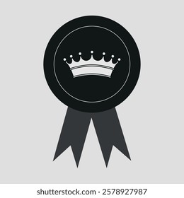 A stylish VIP badge showcases a prominent crown above the bold text, emphasizing exclusivity. The black circular design and elegant ribbon highlight its significance.