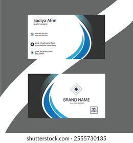Stylish Visiting Card Design in Classic White and Blue Tones