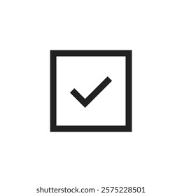 A stylish and visually appealing checkmark icon set within a square shape, ideal for representing approval symbols, and effectively showcasing completed tasks or items that have been verified