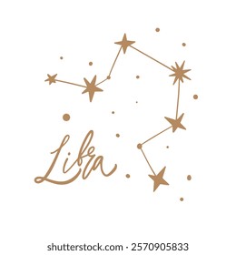 A stylish and visually appealing Libra constellation illustration featuring stars, perfect for all astrology fans