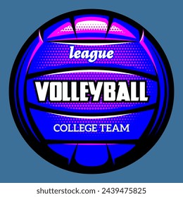 Stylish volleyball ball. Colored template for sports background. Vector illustration.