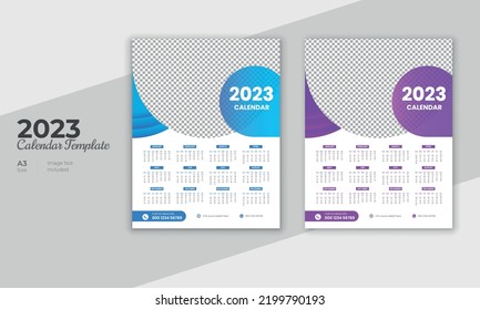 Stylish wall Calendar Template Design 2023,Modern calendar template for new year 2023