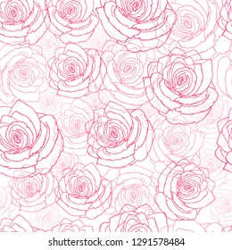 Stylish wallpaper with red flowers on a white background. Abstract background with beautiful roses.