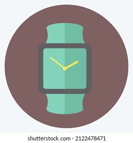 Stylish Watch Icon in trendy flat style isolated on soft blue background