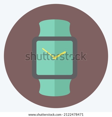 Stylish Watch Icon in trendy flat style isolated on soft blue background