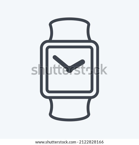 Stylish Watch Icon in trendy line style isolated on soft blue background