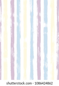 Stylish watercolor brush stripes pattern on white. Yellow, violet, pink, orange, cyan, blue and purple paintbrush lines vertical texture for background. For fabric.