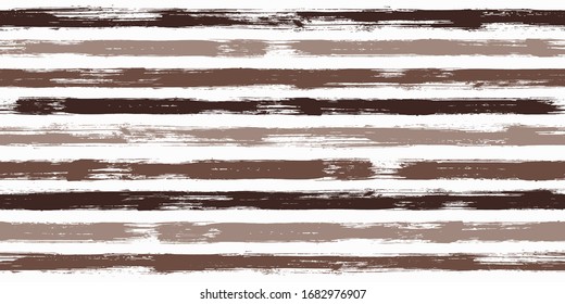 Stylish watercolor brush stripes seamless pattern. Brown paintbrush lines horizontal seamless texture for background. Hand drown paint strokes decoration artwork. For wallpaper.