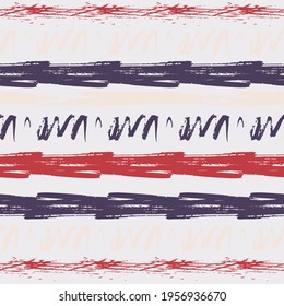 Stylish watercolor brush stripes seamless pattern. And paintbrush lines horizontal seamless texture for background.  Ethnic colorful skin tone colors. Retro vintage style vector illustration.