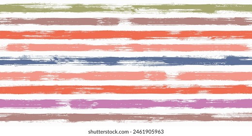 Stylish watercolor brush stripes seamless pattern. Ink paintbrush lines horizontal seamless texture for background. Hand drown paint strokes design artwork. For illustration.