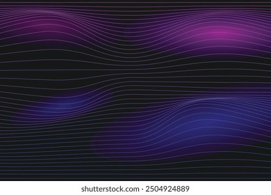 Elegantes Elementos ondulados para un diseño contemporáneo. Ilustración de respuesta de frecuencia digital. Composición minimalista de arte lineal. Gradientes de onda de Vector con efectos mezclados. Líneas curvas elegantes, sin costuras f