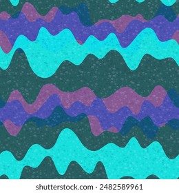 Stylish wave fluid vector seamless pattern. Wavy flowing stripes texture. Banner color optical futuristic abstraction.  Cambered fabric print design. Wave flow splash fluid shapes swatch.