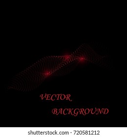 Stylish wave grid with red dots on a black background. Abstract waves isolated on a black background. Vector illustration EPS10