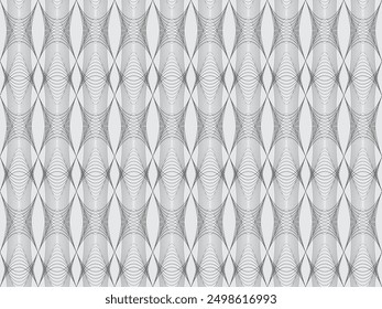 Stylish wave line seamless, abstract black and white background, String ornament